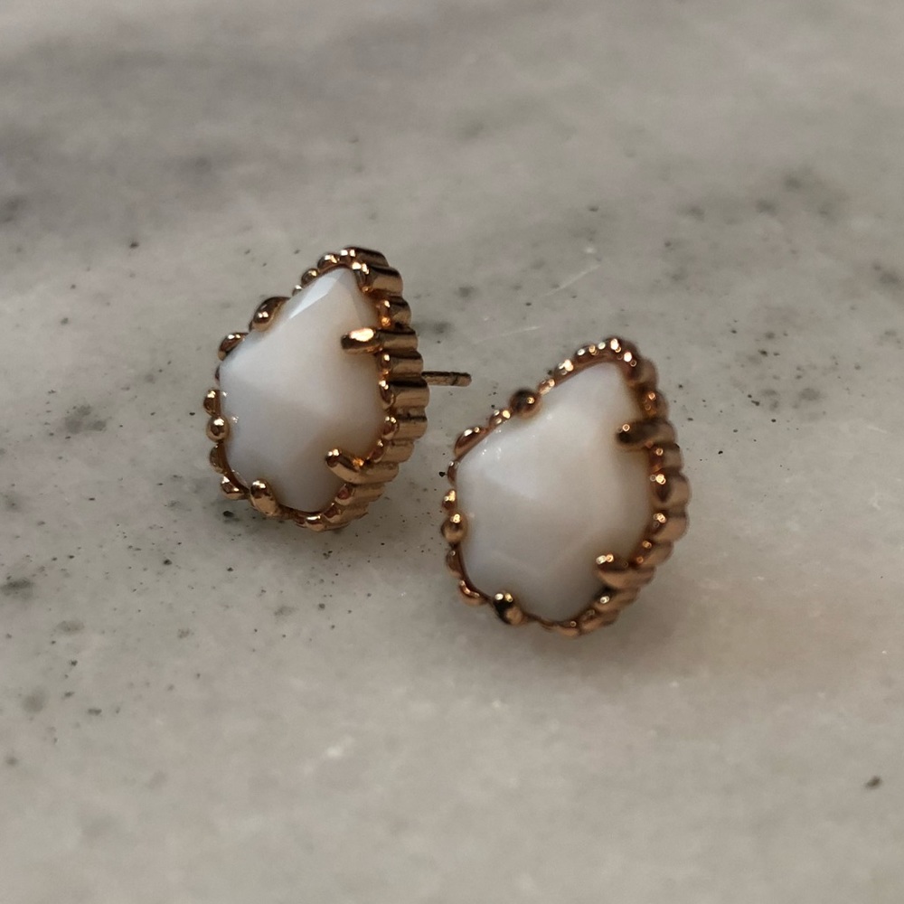 Kendra Scott Tessa Rose Gold Studs Ivory Pearl